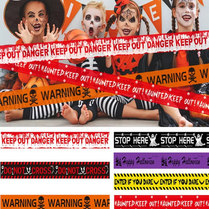 6Mx8CM Halloween Warning Tape Signs Halloween Props Danger Warning Line New Isolation Belt Sign Party Outdoor Garden Decor