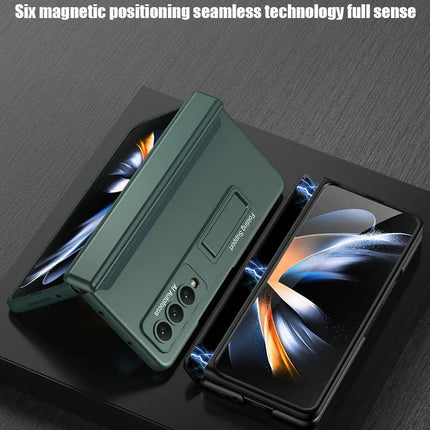 Case For Samsung Galaxy Z Fold 6 5 4 3 2 5G Magnetic Adsorption Hinge Protection Phone Cover Kickstand Hard Plastic Magnet Case