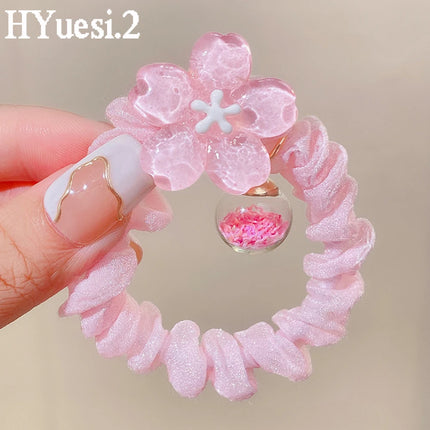 Kawaii Bear Rabbit Flower Beaded Hair Ties Elastic Cartoon Ponytail Holders Rubber Bands Hair Ropes For Baby Girls Toddler