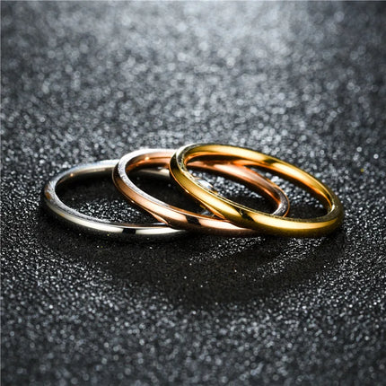 2mm Thin Stainless Steel Rings Rose Gold Fashion Simple Titanium Steel Rings for Women Girl Gifts