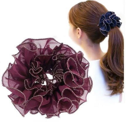 Bow Hair Fantaisie Tie  Elastic Hair Bands  Yarn Silk Flower  Headdress Elastique Cheveux Fille for Hair Accessories Woman