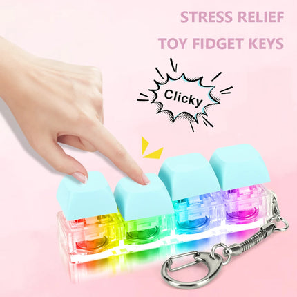 Keyboard Decompression Toys with LED Light Keyboard Clicker Toy DIY Keyboard Fidget Toy for Adult To Relief Stress Pass The Time