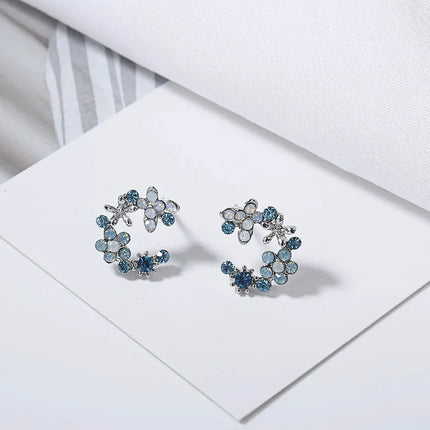 Moonlit Gardens Rhinestone Stud Earrings - Korean Fashion Jewelry for Women