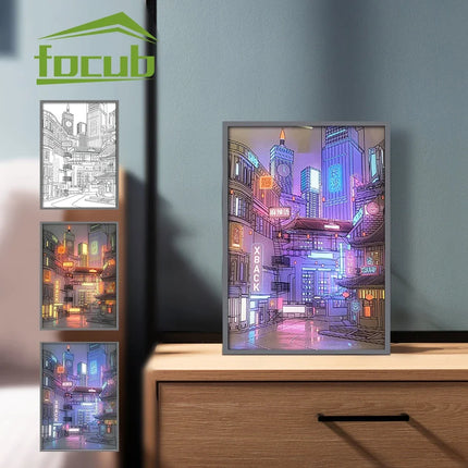 LED Light Up Painting Anime Wall Light Painting Decor Led Wall Art Picture Frame Dimming Romantic Night Lamp Gift Home Decor