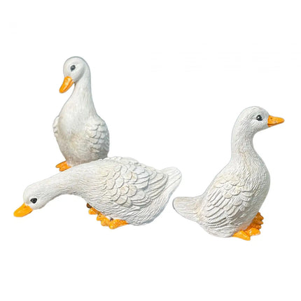 3Pcs Garden Decor Miniature Cute Resin Animal Figurines Duck Statues Home Decor for Bookshelf Farmhouse Outside Balcony Indoors