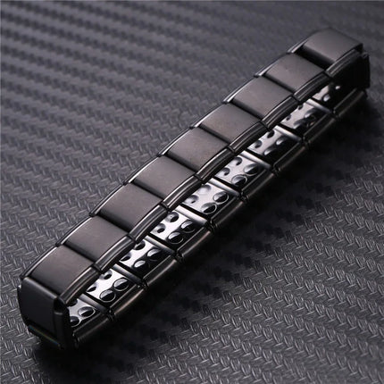 New Stainless Steel Black Germanium Magnetic Chain Link Bracelet for Women Men Health Care Energy Jewelry Snoring Bracelet