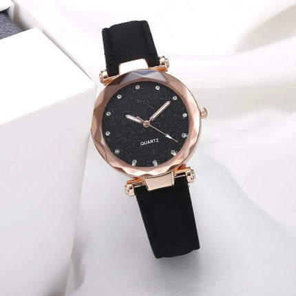 Women Pink Quartz Watch Female Casual Fashion Star Sky Rhinestone Ladies Business Watches Wristwatch Romantic Xmas Gift Relogios