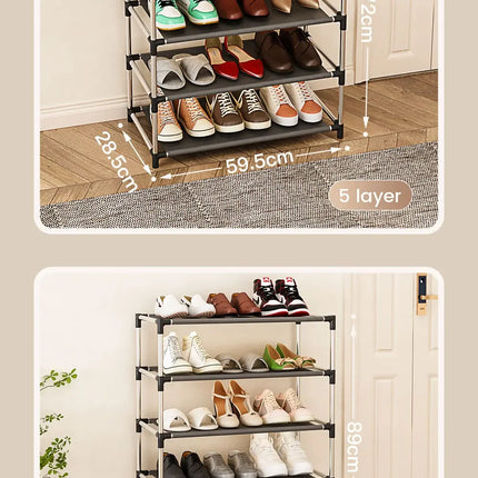 Stylish Shoe Rack Metal Simple Shoe Shelf Footwear Organizer Stand Holder Space-saving Black Shoe Shelf for Living Room