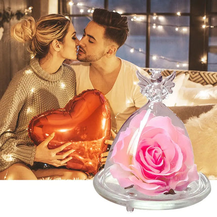 Enchanted Rose In Glass Dome Eternal Artificial Silk Rose For Christmas Valentine's Day Gift Wedding Home Decoration Supplies