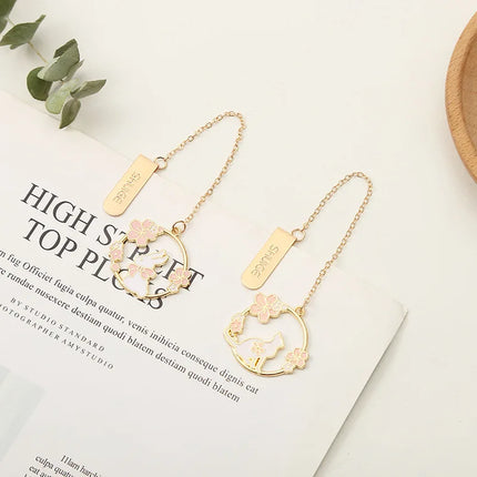 Metal Cherry Blossom Bookmark Student Book Clip Page Sign Alloy Pendant Hanger Accessories Stationery Gifts School Supplies New