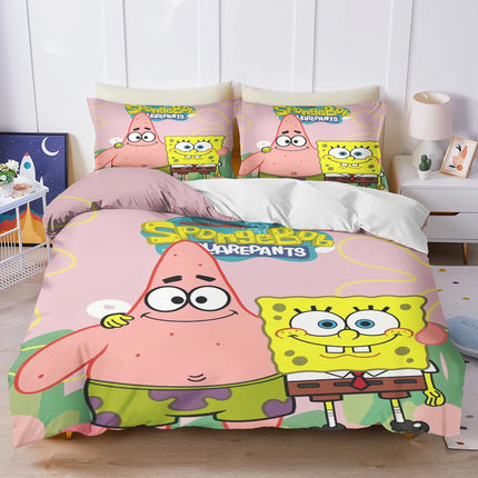 Spongebob Twin Bedding Set Cute Printed Cartoon Quilt Cover Duvet Cover Comforter Sets Queen