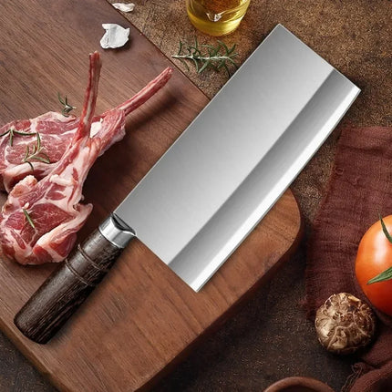 Cleaver Slicing Knife Wood Handle Stainless Steel Blade Kitchen Knives Chef Cleaver Meat Fish Chop Vegetables Butcher Knife Tool