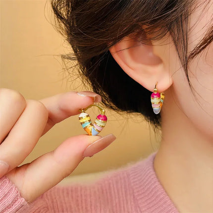 Colorful Heart Ear Buckle 2024 New Korean Fashion Women's Earring Precious Hoop Earrings Gold Plating Jewelries Girl Gifts

Colorful Heart Hoop Earrings - Charming Gold Plated Women's Earrings for Girls