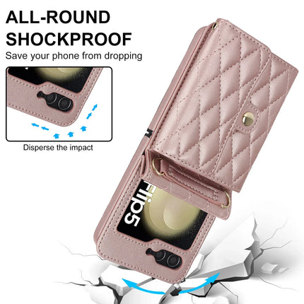 Crossbody Bag Fashion Leather Phone Case For Samsung Galaxy Z Flip 6 5 4 3 Flip5 Flip4 Flip3 5G Long Lanyard Wallet Card Cover