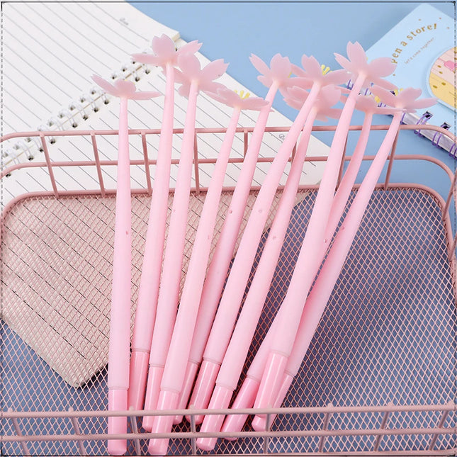 24 Pcs Creative Beautiful Cherry Blossom Gel Pen Small Fresh and Lovely Flower Pen Student Exam Writing