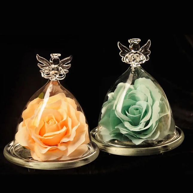 Enchanted Rose In Glass Dome Eternal Artificial Silk Rose For Christmas Valentine's Day Gift Wedding Home Decoration Supplies