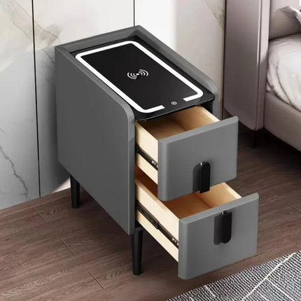 Intelligent Bedside Table With Wireless USB Charging Multifunctional Simple Bedsides Cabinets Luxurious Bedside Storage Cabinet