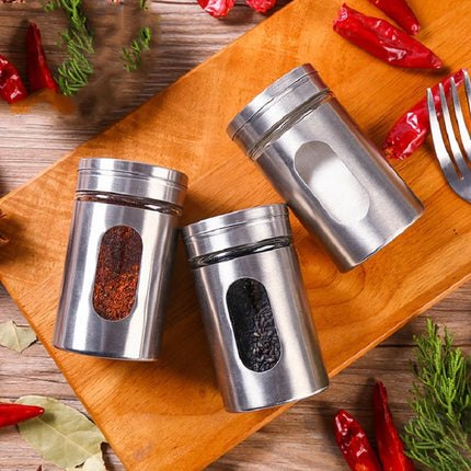 Stainless Steel Seasoning Spice Storage Box Condiment Bottles Shaker Jars Organizer BBQ Cooking Herbs Toothpick Holder