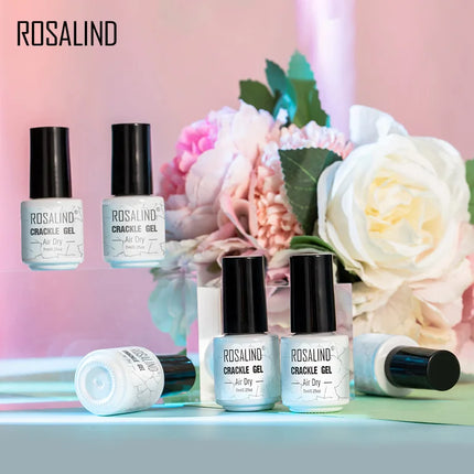 ROSALIND Crackle Gel Nail Polish Cracking Nail Lacquer Quick Dry Nail Art Varnish Hybrid Semi Permanent Soak Off Base Top Coat