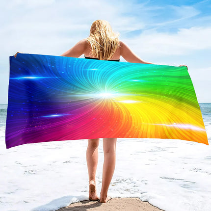 Plush Oversized Beach Towel Rainbow Striped Pool Towels , Quick Dry Towel Summer Beach Towels Swimming Towel for Adults Kids