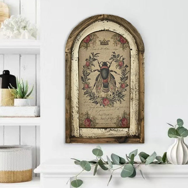 Wooden Plaque Retro Rabbit Print Arch Design Interesting Country Farmhouse Decoration Wooden Sign Home Ornaments Plaques Signs