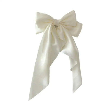 Elegant Soft Large Bow Ribbon Hair Clip Fashion Solid Satin Hairpin Hair Headbands Accessories Girls Spring Clip Ponytail S R1T0