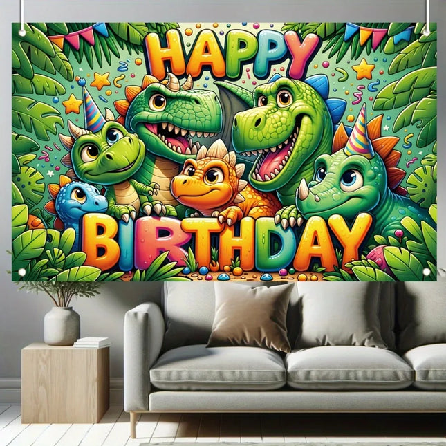 Dinosaur Happy Birthday Background cloth Traditional decoration Holiday Heritage Office cultural banner Photo booth props