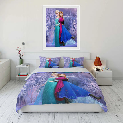 Disney Frozen Elsa Princess Bedding Set Cartoon Baby 3 Pieces Bed Set Pillowcase Adult Bed Cover Bedroom Bed Set Duvet Gift