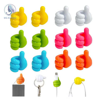 10Pcs Cable Organizer Random Color Thumb Wall Cable Hook Adhesive Cable Clip Silicone Key Hook Wall Hangers Organizer Holder