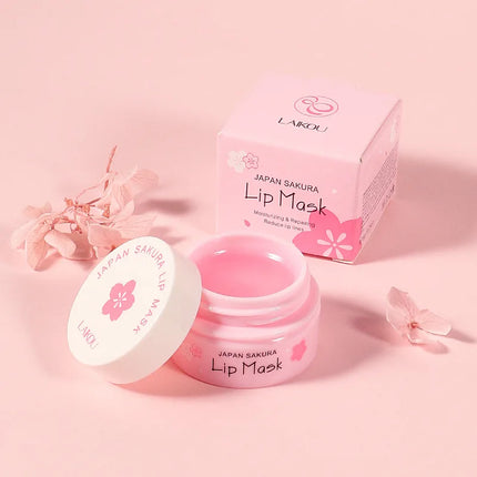 8g LAIKOU Sakura Lip Sleeping Mask Hydrating Moisture Nutriousing Wrinkle Smoothing Dryness Lip Mask Korean Cosmetics Skin Care