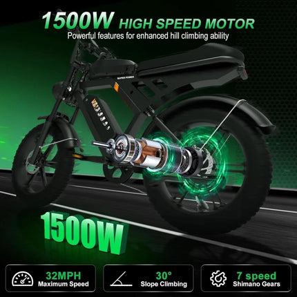 Electric Bike Up To 32MPH 120 Miles 7 Speed Hydraulic Brake