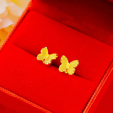 Golden Butterfly and Clover Stud Earrings - Women's Fashion Jewelry Gift