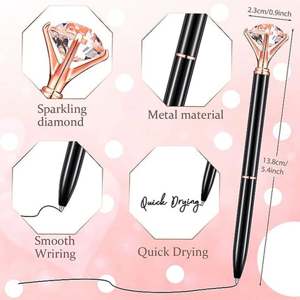 10-50 Custom Logo Crystal Diamond Pens Engrave Name Text Metal Ballpoint Pen Bridal Shower Pens for Wedding Office Birthday Gift