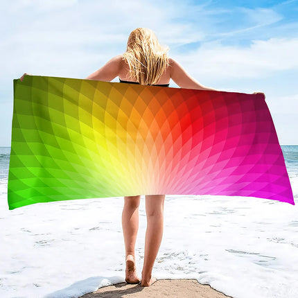 Plush Oversized Beach Towel Rainbow Striped Pool Towels , Quick Dry Towel Summer Beach Towels Swimming Towel for Adults Kids