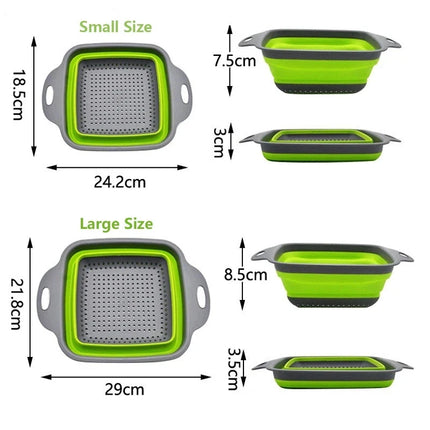 2PCS Silicone Folding Drainer Basket Fruit Vegetable Foldable Colander Kitchen Strainer for Food Pasta Kitchenware Drain Device