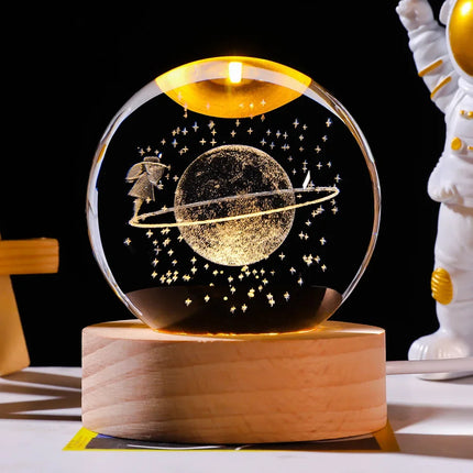 6cm 3D Crystal ball Crystal Planet Night Light Laser Engraved Solar System Globe Astronomy Birthday Gift Home Desktop Decoration