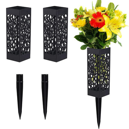 2/4pcs Cemetery Vase Plastic Cemetery Vase Decorations Gravestone Grave Yard Ground Outdoor Flower Marker Decor