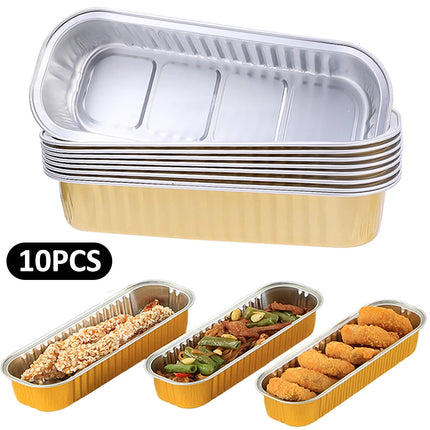 5/10Pcs Aluminum Foil Baking Tray Rectangle Tin Cup Reusable Air Fryer Tinfoil Pan Pudding Cake Mold Baking Pastry Tool Bakeware