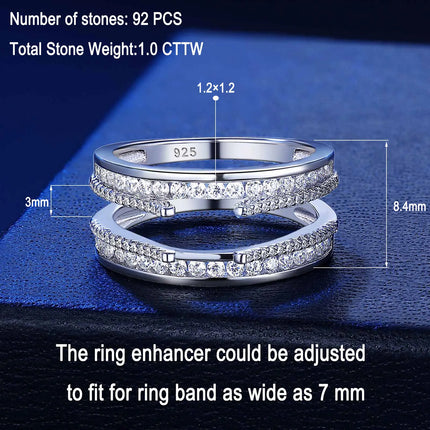 Newshe 925 Sterling Silver Enhancer Rings for Women Luxury Wedding Band Engagement Ring High Grade Cubic Zircon Jewelry