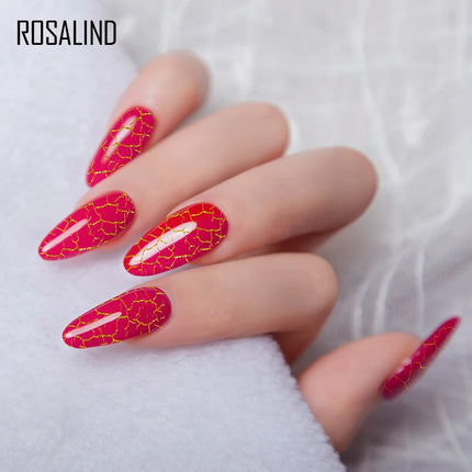 ROSALIND Crackle Gel Nail Polish Cracking Nail Lacquer Quick Dry Nail Art Varnish Hybrid Semi Permanent Soak Off Base Top Coat