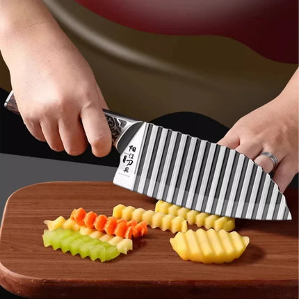 Household kitchen kitchen knife sharpened potato knife, stainless steel corrugated knife cutting radish potato wavy lace knife