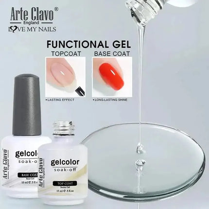 Arte Clavo UV LED Soak off Base Coat Gel Enhancer Nail Gel Polish Matte Top Coat Super Glossy No Wipe Top Coat Reinforce Gel Set