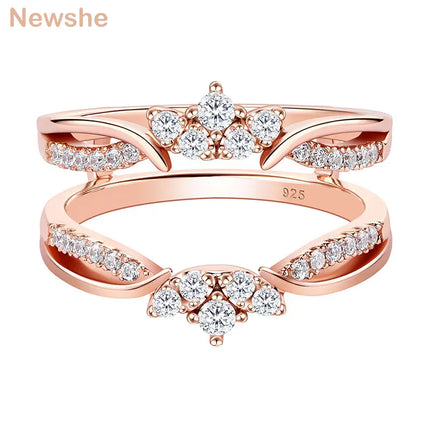 Newshe 925 Sterling Silver Multi-color Guard Ring Enhancers for Women Crown Engagement AAAAA CZ Exquisite Wedding Band Jewelry