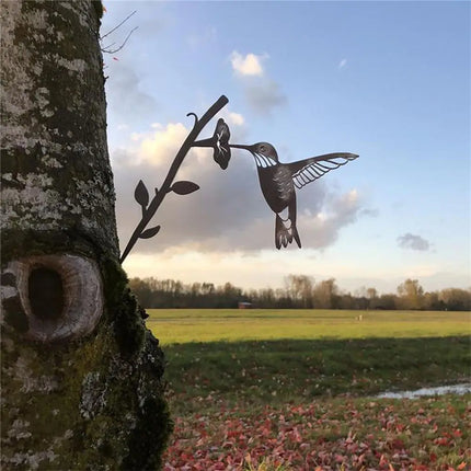 Garden Art Outdoor Garden Backyard Branch Metal Animal Decoration Gift Creative Simulation Animal Bird Ornament Garden Statues