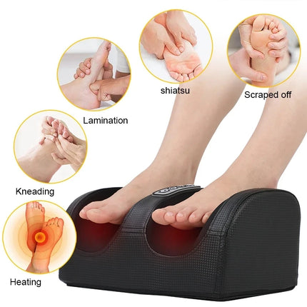 Electric Foot Massager Shiatsu Kneading Deep Tissue Relax Heated Roller Calf Relief Fatigue Muscles Vibrator Foot Spa Machine