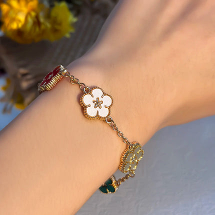 Korean 5 Petaled Flower Bracelet for Women Fashion Charm Metal Chain Bracelet Wedding Party Girlfriends Jewelry Gift