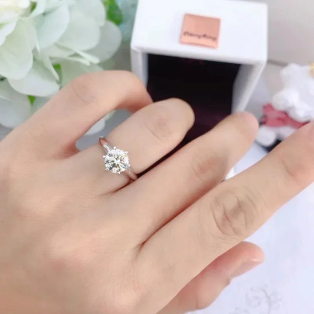 Exquisite New Style Never Fade Luxury Classic Solitaire 50 Cents/1 Carat/2 Carat Zirconia Open Ring For Women Wedding Jewelry