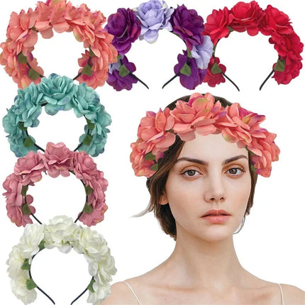 1pcs fashion flower hair bands, sweet hanfu hairpin hair clips, suitable for super fairy girl wreath headdress bouffant headband