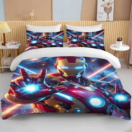 10 Sizes Marvel Iron Man Bedding Set Cartoon Anime Duvet Cover Comforter Pillowcase Boys Girls Children Adults King Bed Set