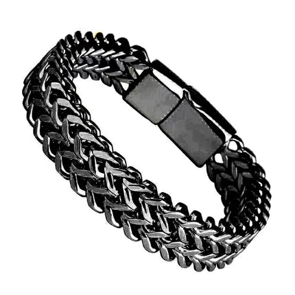 Explosive Hip Hop Stainless Steel Front and Back Men's Simple Bully Punk Bracelet